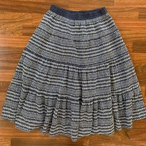 Tommy Hilfiger Women's Blue Cotton XS  XP/TP Eyelets Tiered A-Line Skirt Layered